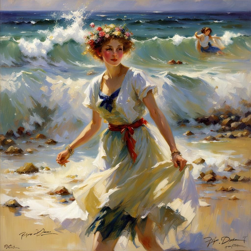 Impressionistic Ocean Waves Painting