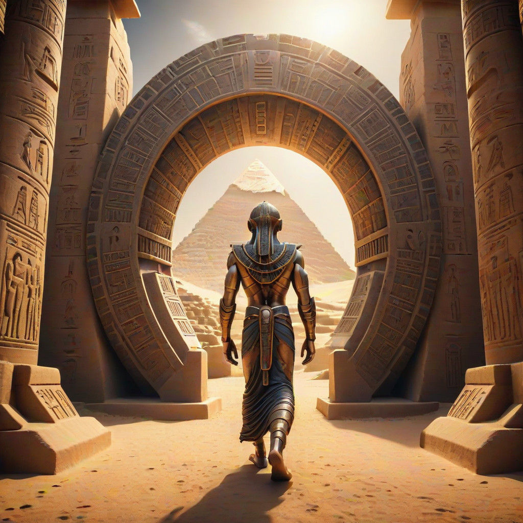 Ancient Alien Emerges through a Stargate in Ancient Egyptian...