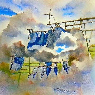 Windy Day: Washing Line in Watercolor