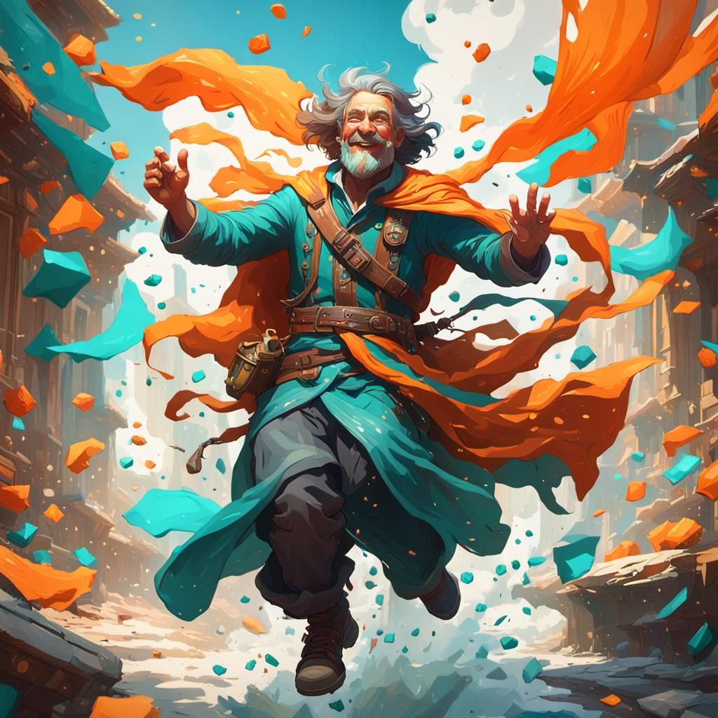 Joyful Man in Hyperdetailed Concept Art