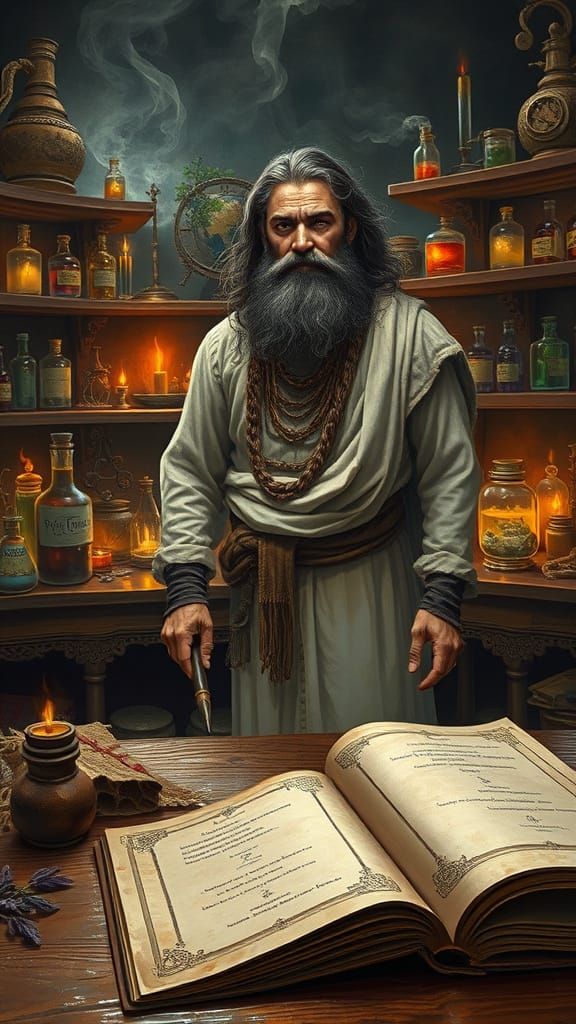 Medieval Indian Alchemist in Enchanted Laboratory