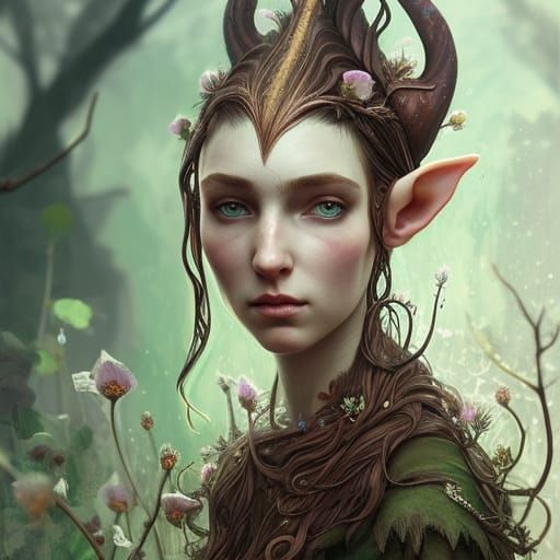 Elven Nordic Girl Portrait in Detailed Fantasy Art