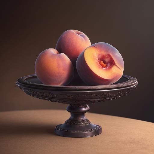 Hyperrealistic Peach Still Life: Detailed Matte Painting