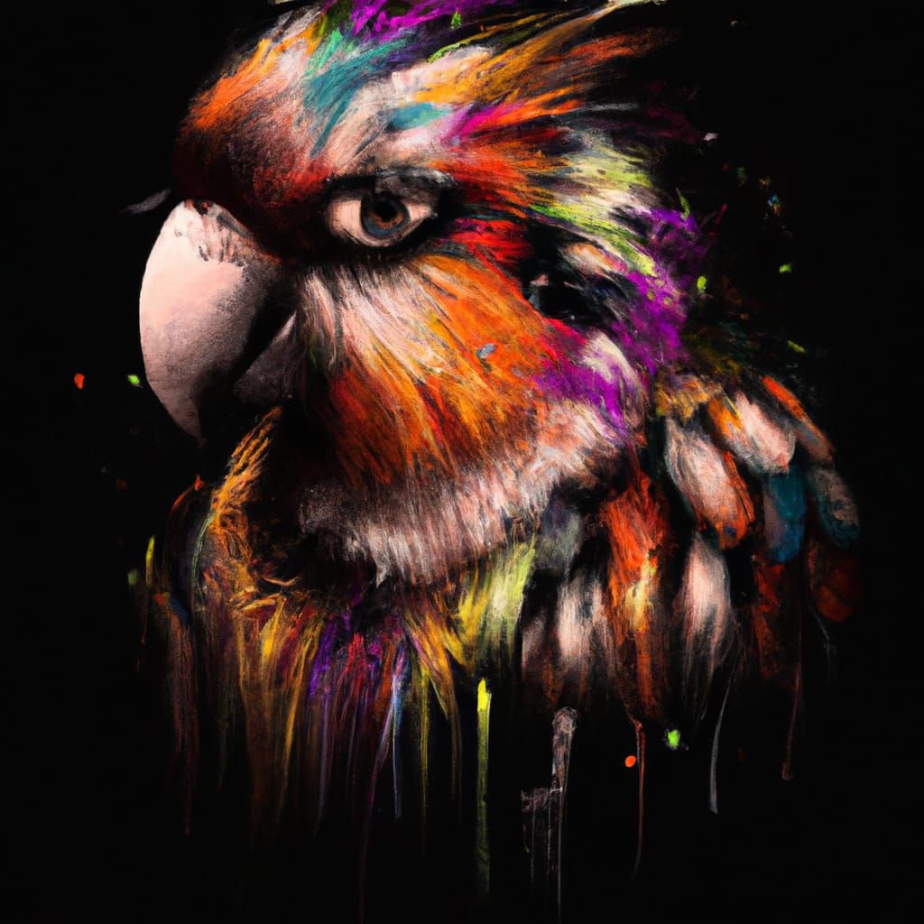 Colorful Parrot Portrait with Swirling Colors
