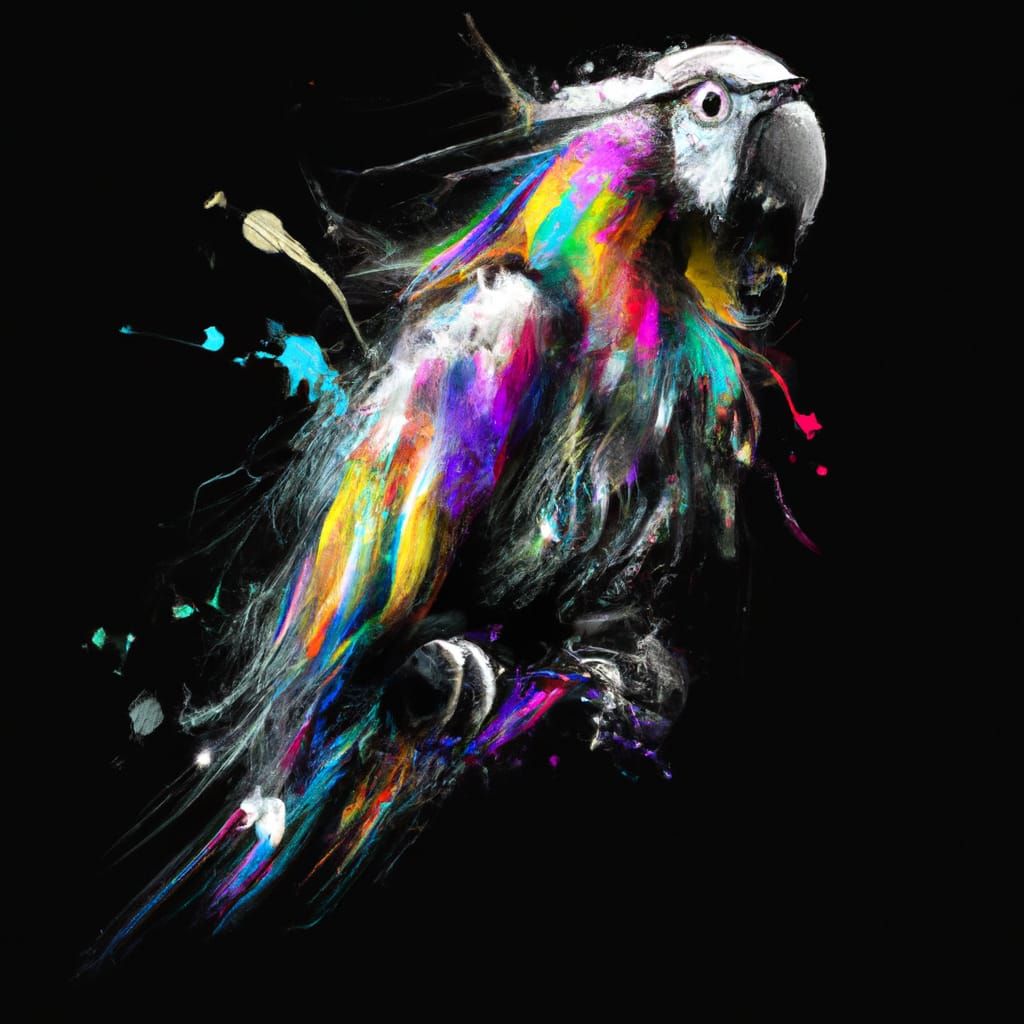 Colorful Parrot Portrait with Swirling Colors
