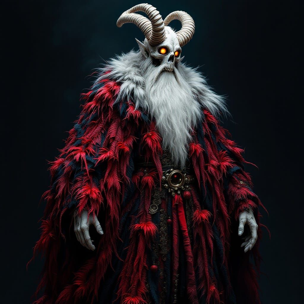 Regal Saint Nick in Dark, Mystical Krampus Fur Ensemble