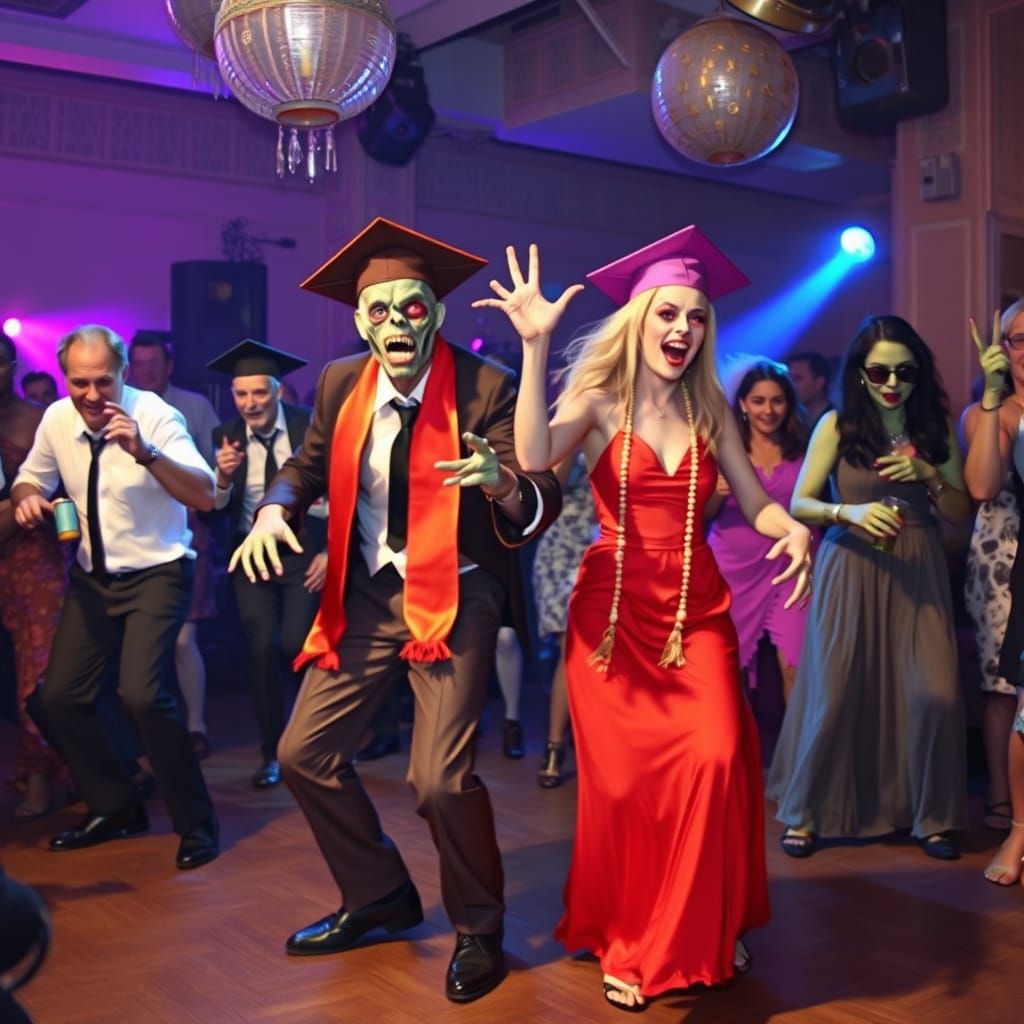 Zombie Graduation Party With Lion Zombies