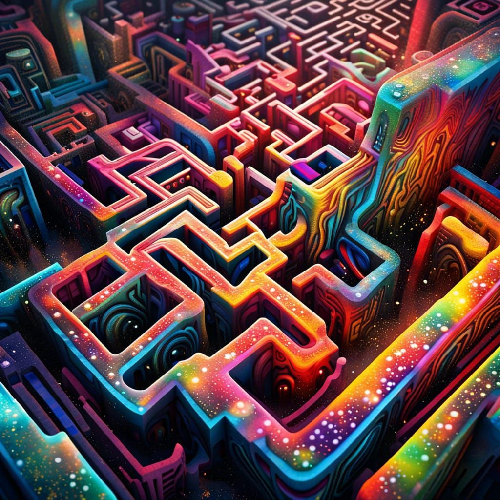 Colorful Starry Nebula Maze in Graffiti Art Style