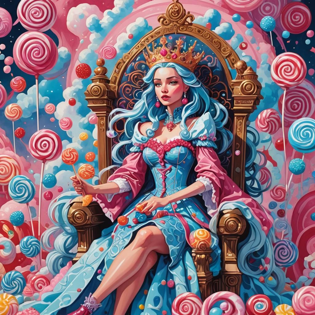 Queen Grimhilde in Candy Land: A Whimsical Gouache