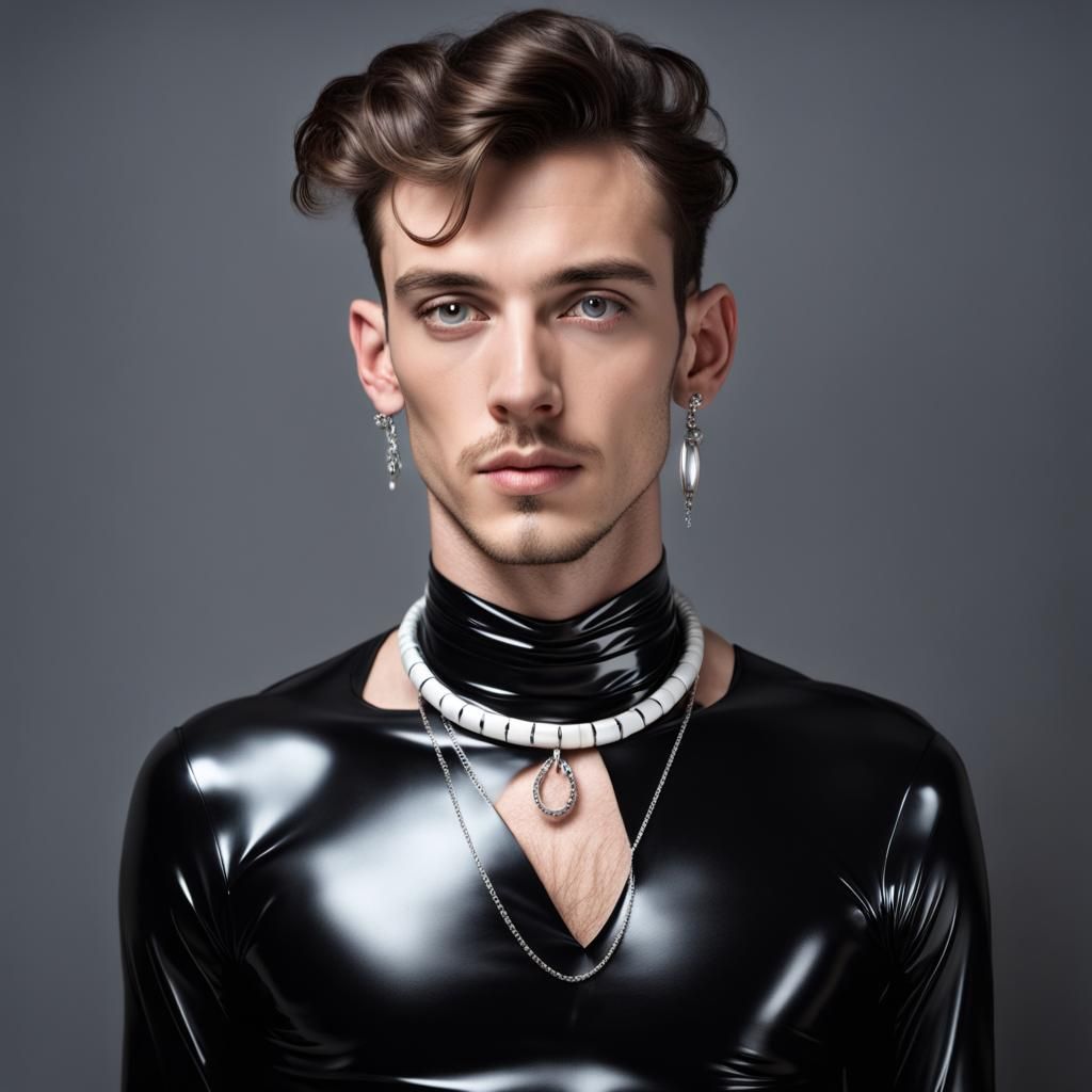 Young Man in Latex and Jewelry