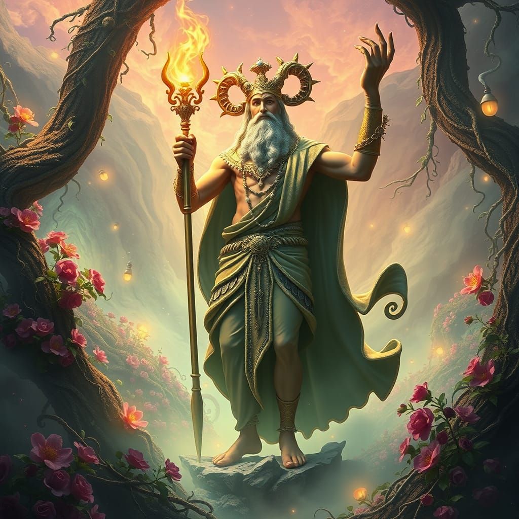 Dionysus in Mystical Landscape, Beksiński and Stalenhag Styl...