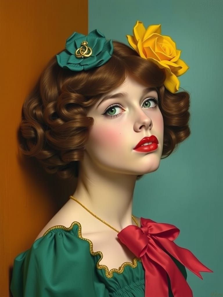 Flapper Portrait in Polunin and Parrish Style