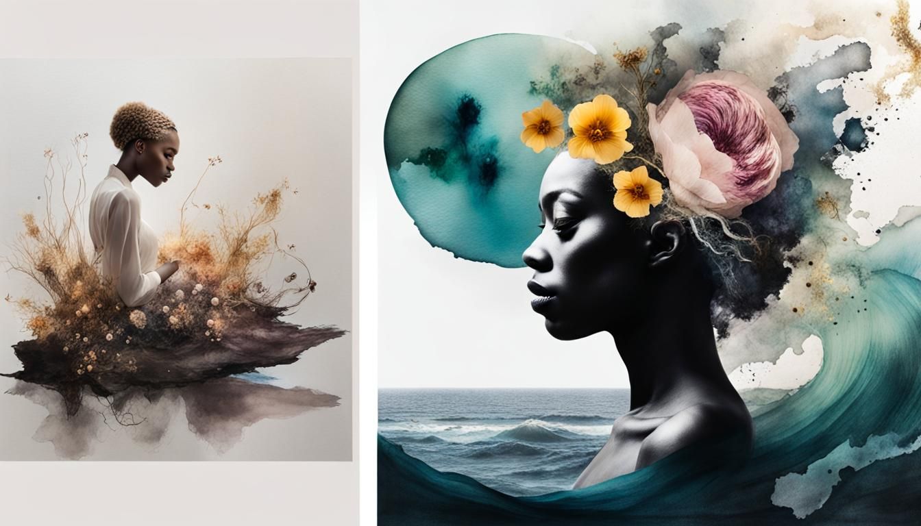 Ocean Still Life Portrait in Alcohol Ink Style