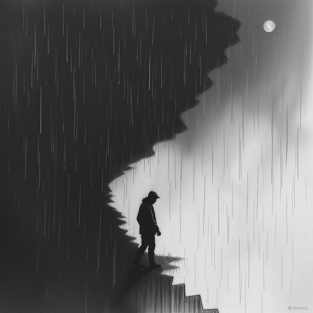 And night descends again, As faceless as the day, Its seams ...