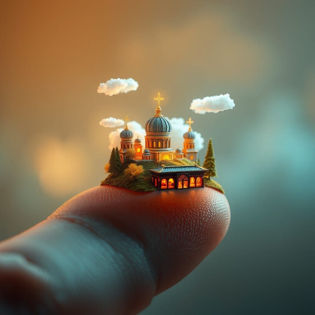Miniature Heavenly Realm on Human Finger