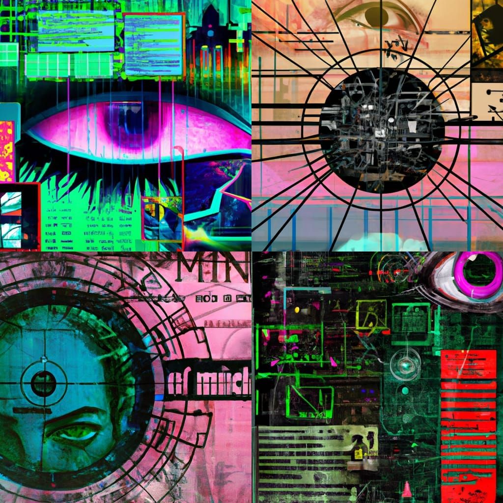 Cyberpunk Graffiti Mind's Eye Schematic in 8K