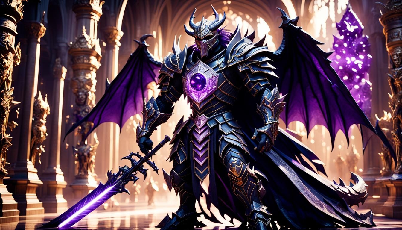 Dragon Knight with Fiery Sword in Grand Hall