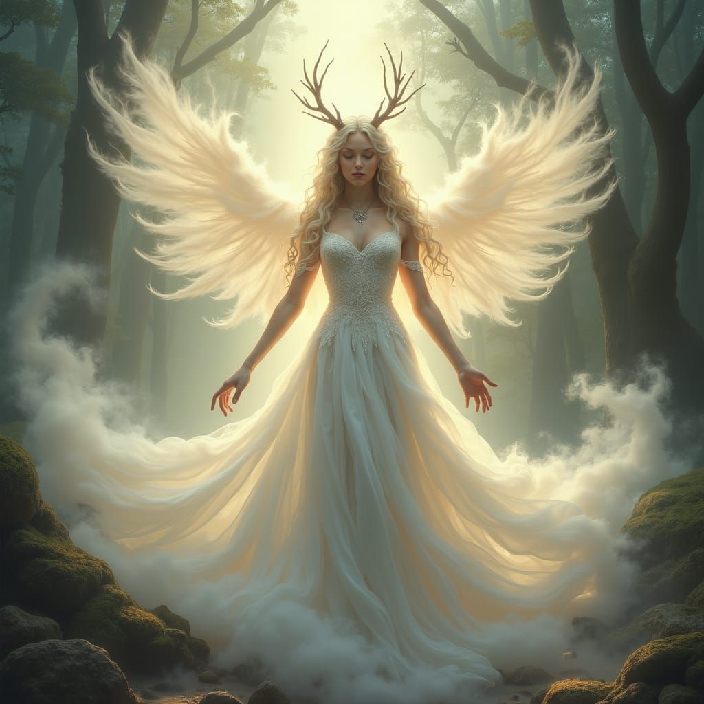Mystical Goddess of Deception in Ethereal Setting