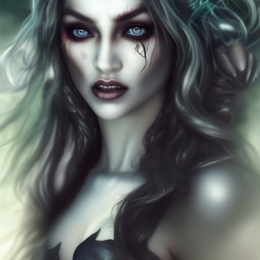 Hyperrealistic Portrait of a Beautiful Dark Witch