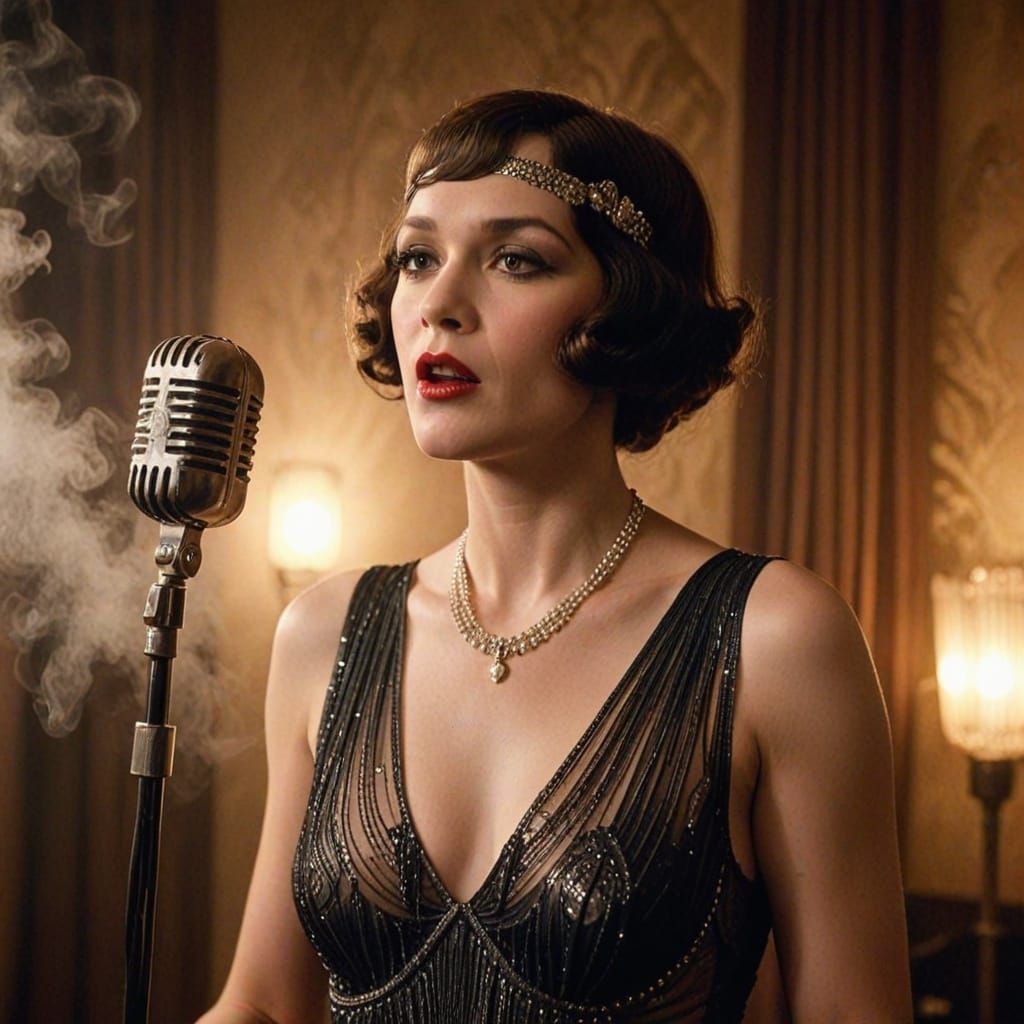 Jazz Singer in Flapper Dress, Film Noir Style