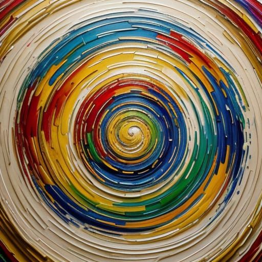 Vibrant Spiral of People in Expressionist Oil Painting