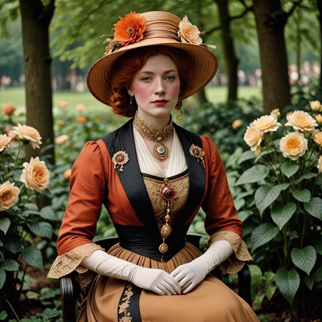 Elegant Lady in Belle Époque Attire