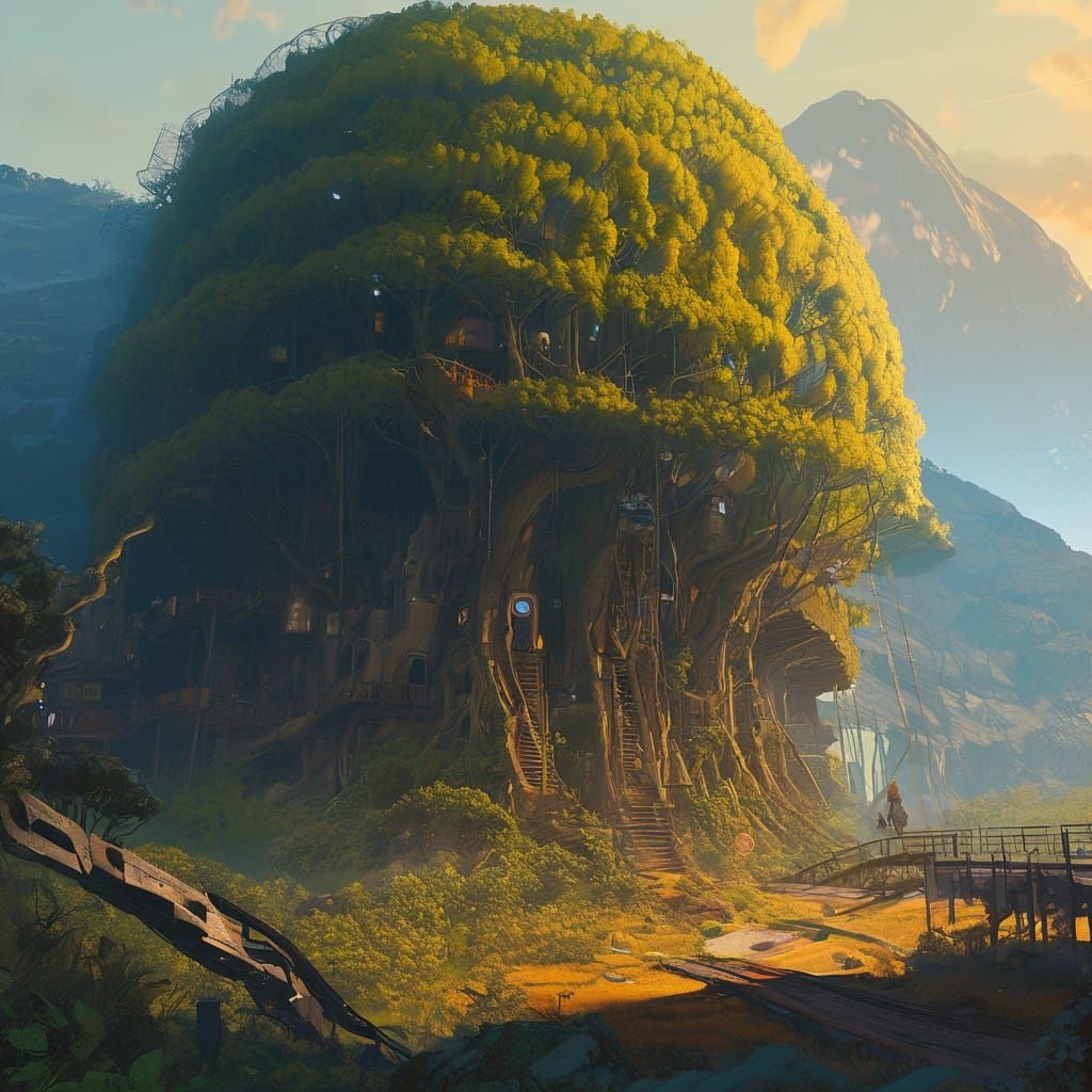 Mystical Tree in a Fantastical Realm