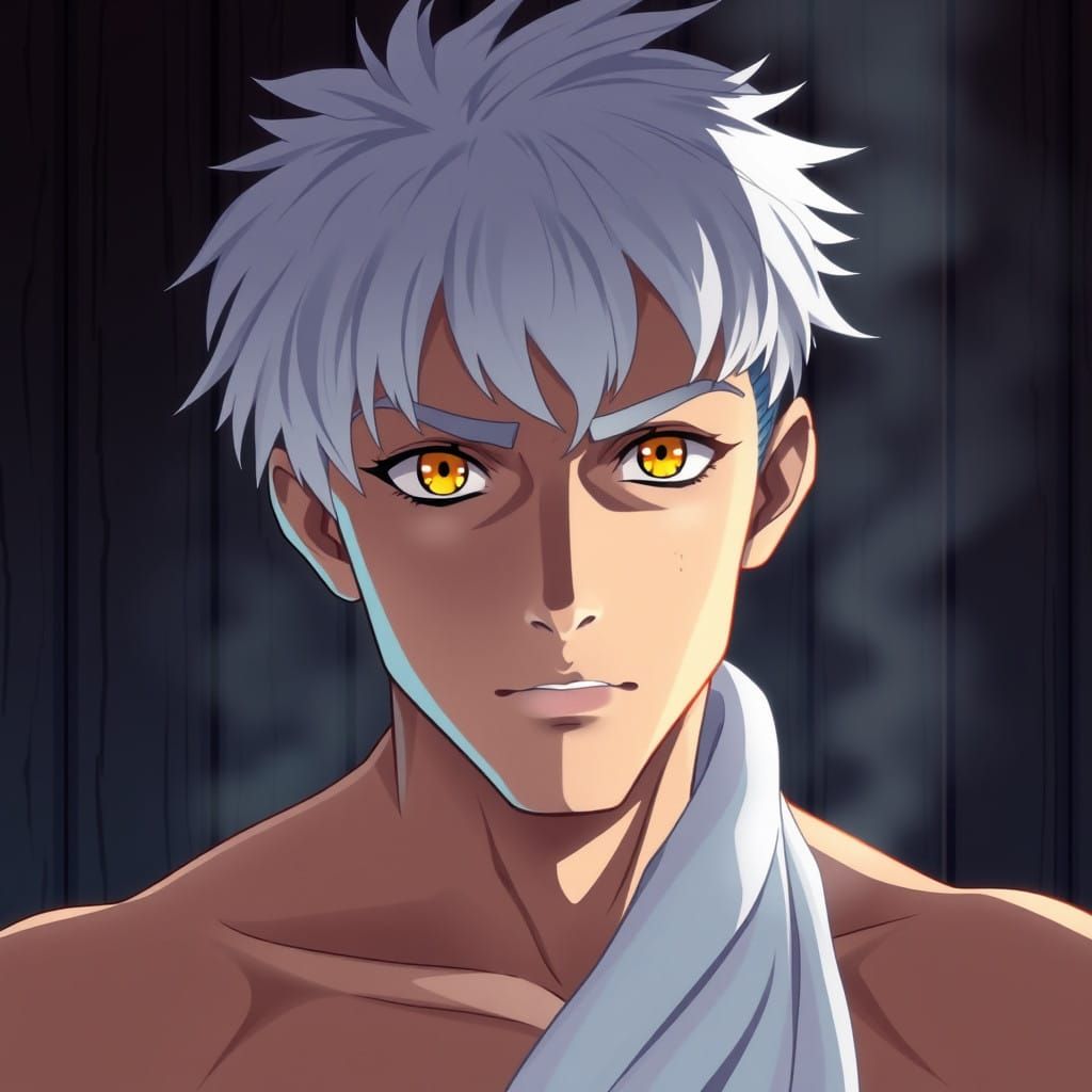 Ethereal Sauna Scene in Flat Anime Style