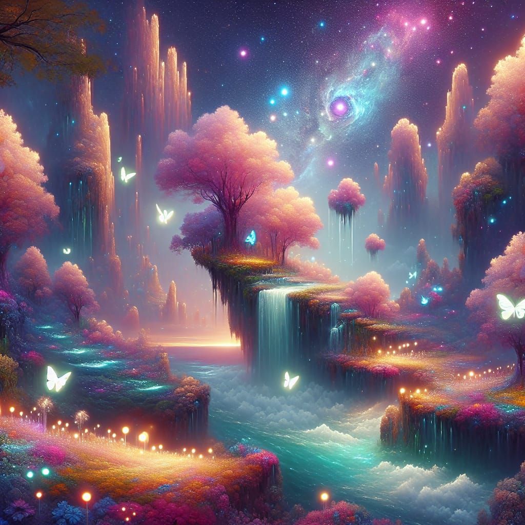 Dreamlike Garden Wallpaper in Impressionist Digital Art