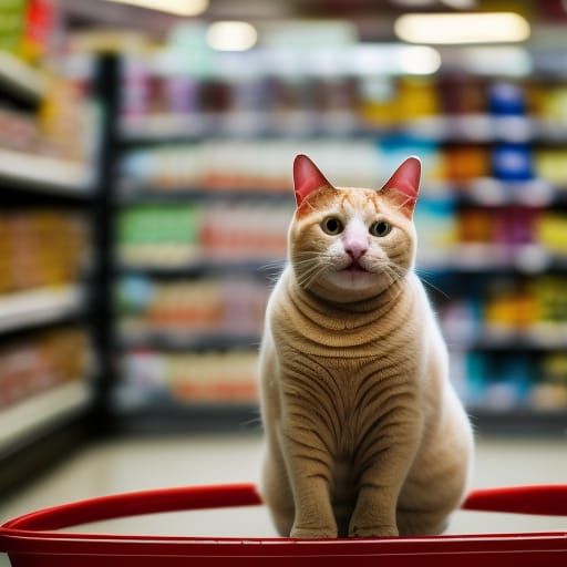 fat cat in the grocery store