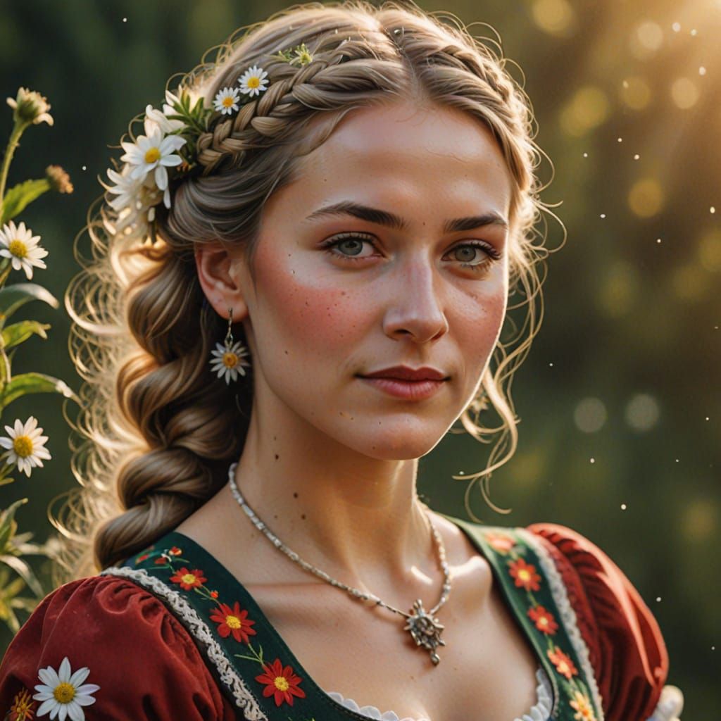 German Folk Dancer in Golden Light