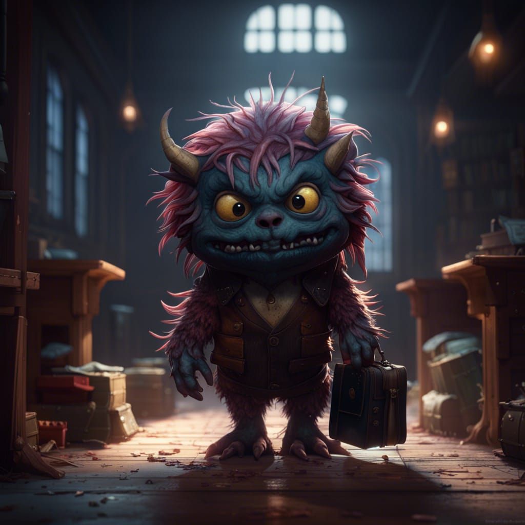 Monster's First School Day: Dark Fantasy Art