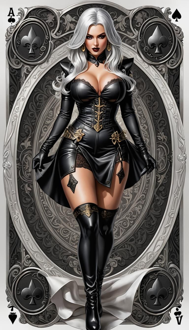 Pinup Girl on Black Ace of Spades Card