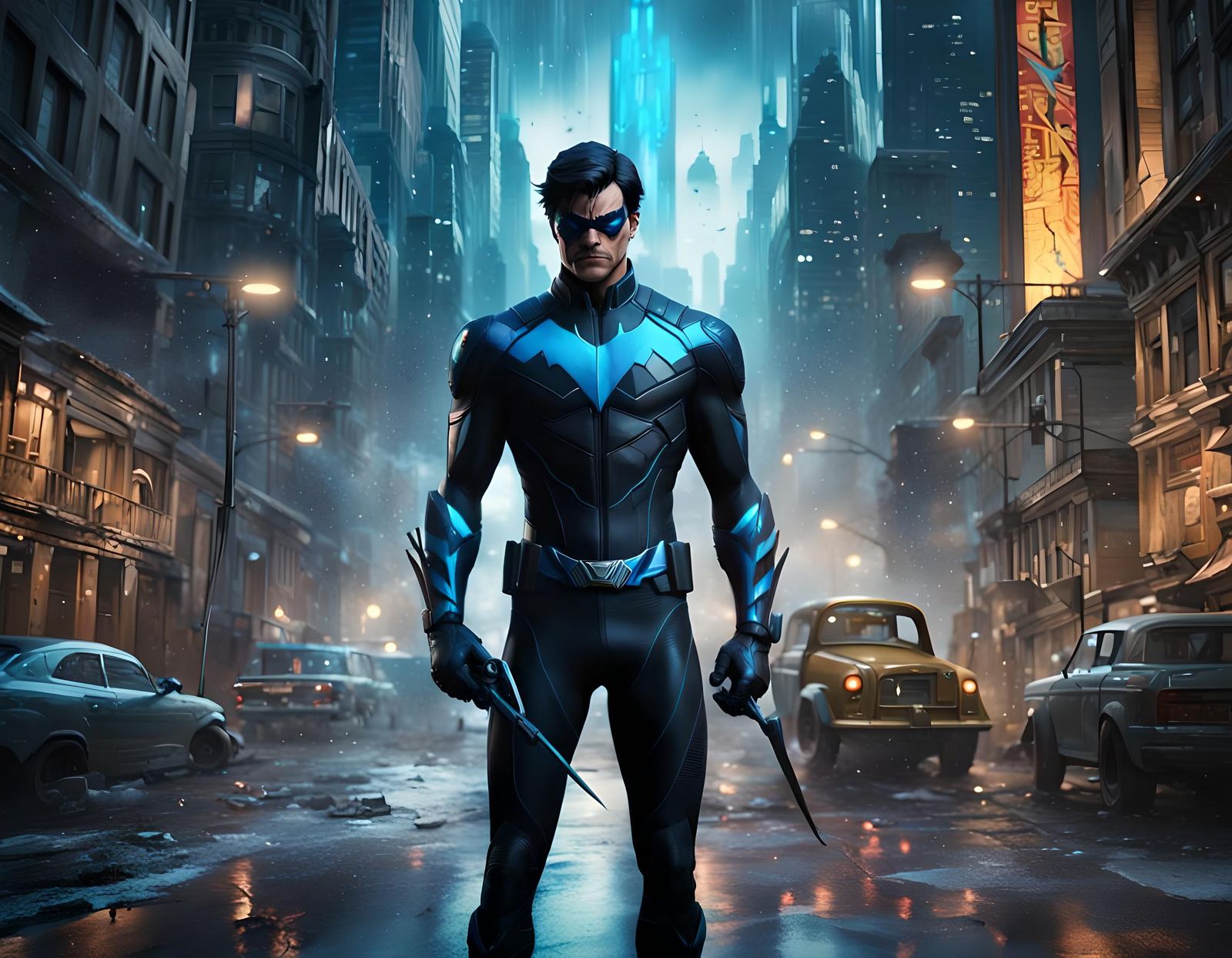 Nightwing Portrait as Detailed Matte Painting