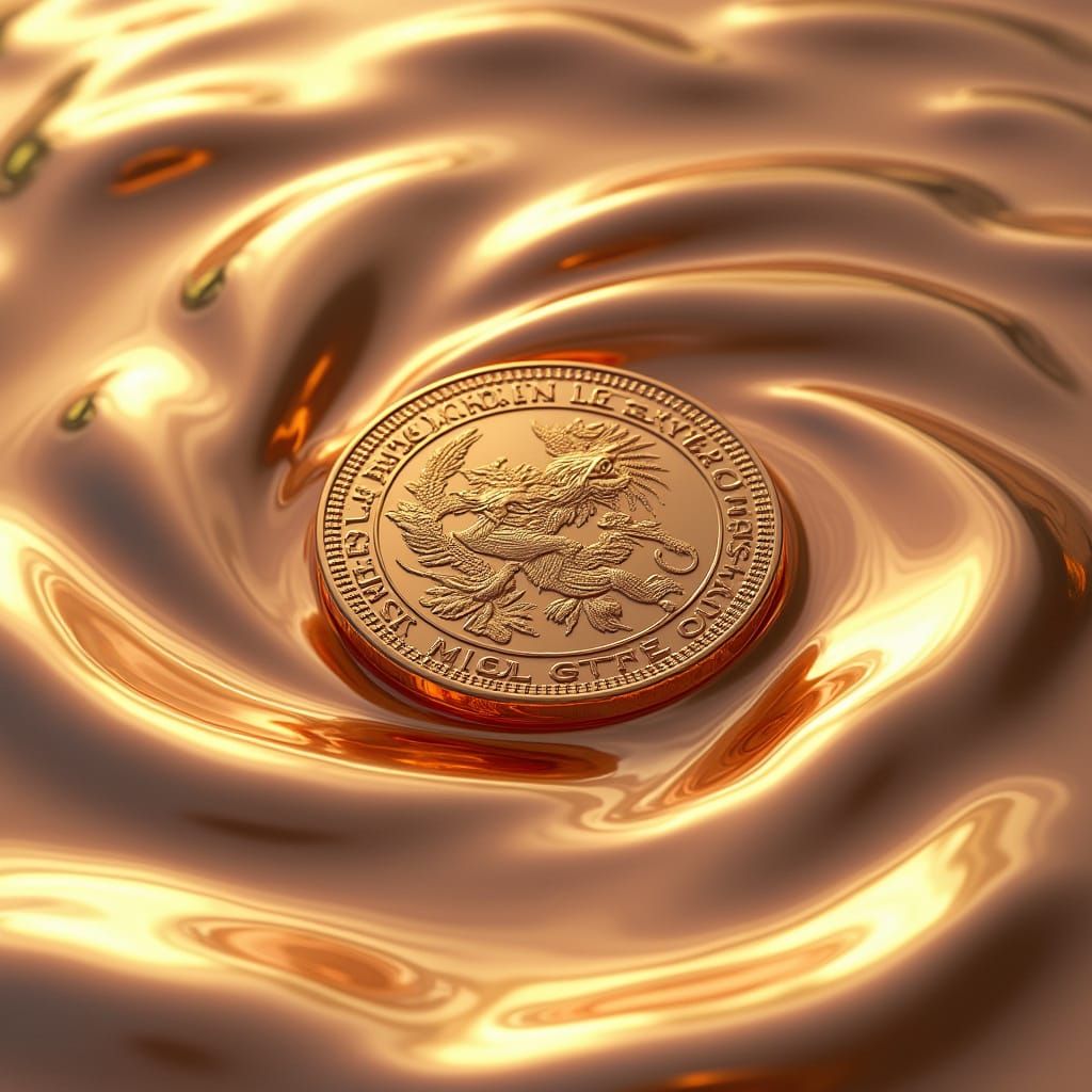 Surreal Liquid Metropolis in Gold and Silver