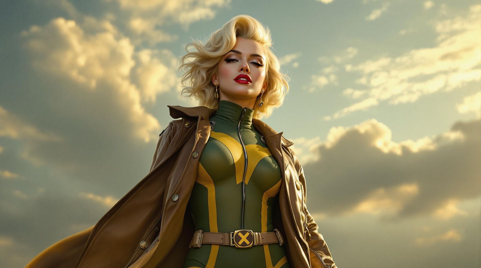 Rogue as Marilyn Monroe Portrait in Hyper-Realistic Style