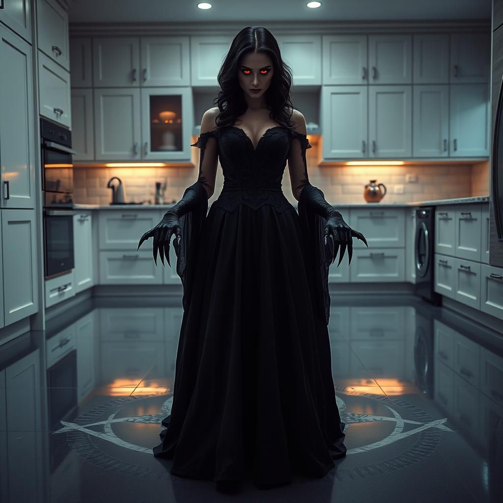 Mysterious Woman in Victorian Gown, Surreal Art