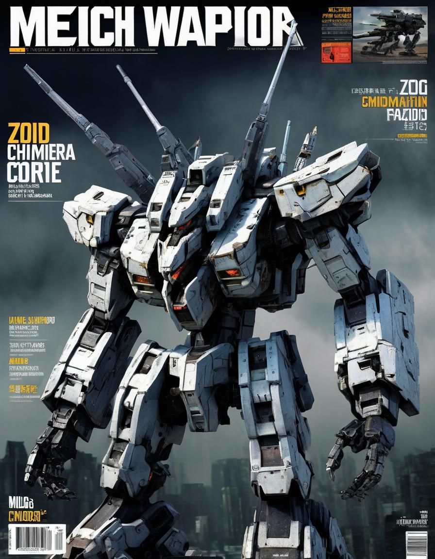 Magazine Cover with Armored Mech Weapons