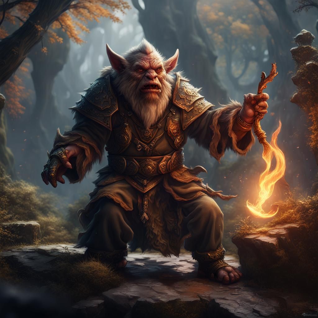 Bugbear Cleric Casting a Spell in Detailed Matte Painting