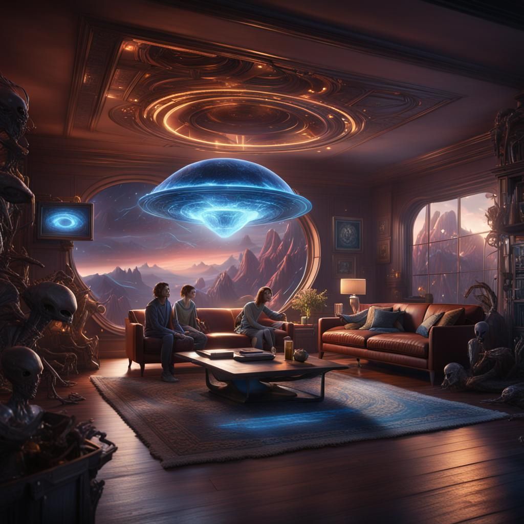 Alien Abduction During Super Bowl, Fantasy Concept Art