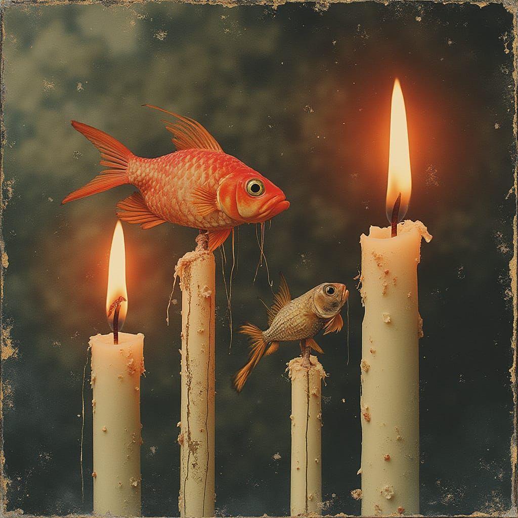 Surreal Bleeding Candles in Dadaist Photomontage