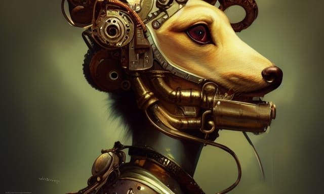 Steampunk Burlesque Animal Engine Portrait in 8K