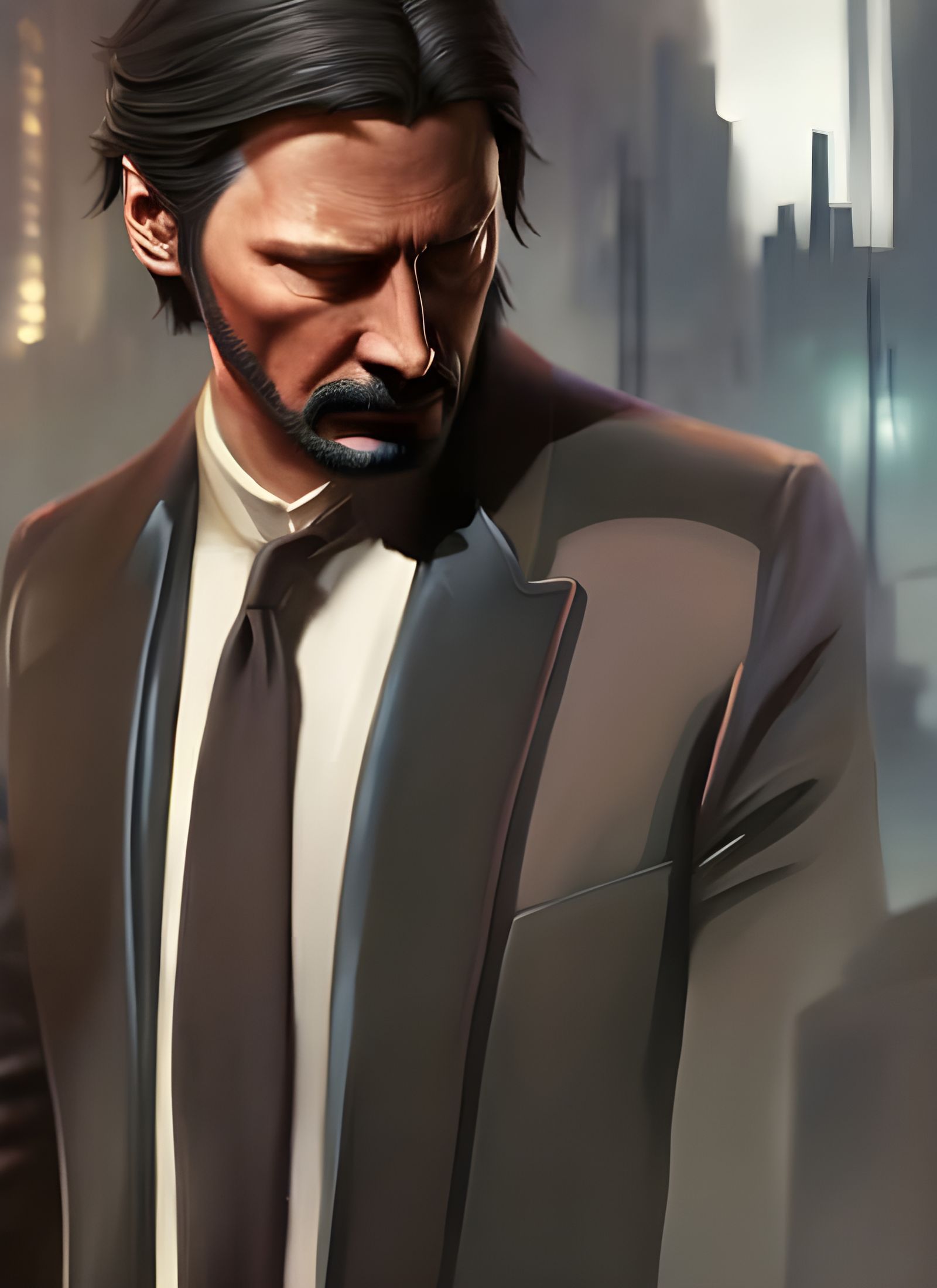 Detailed Portrait in Red and Black Hues