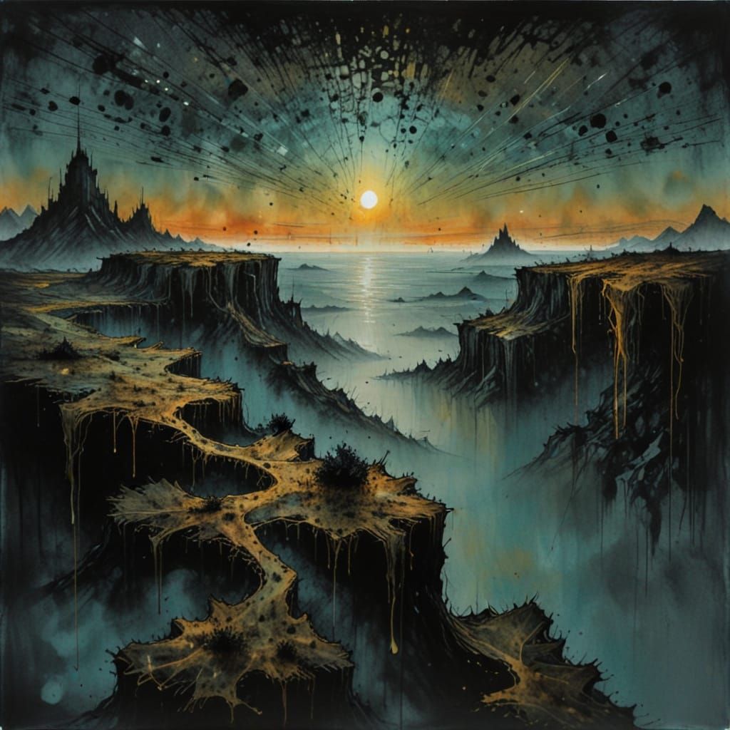 Grunge Abstract Art in Crosshatching Style