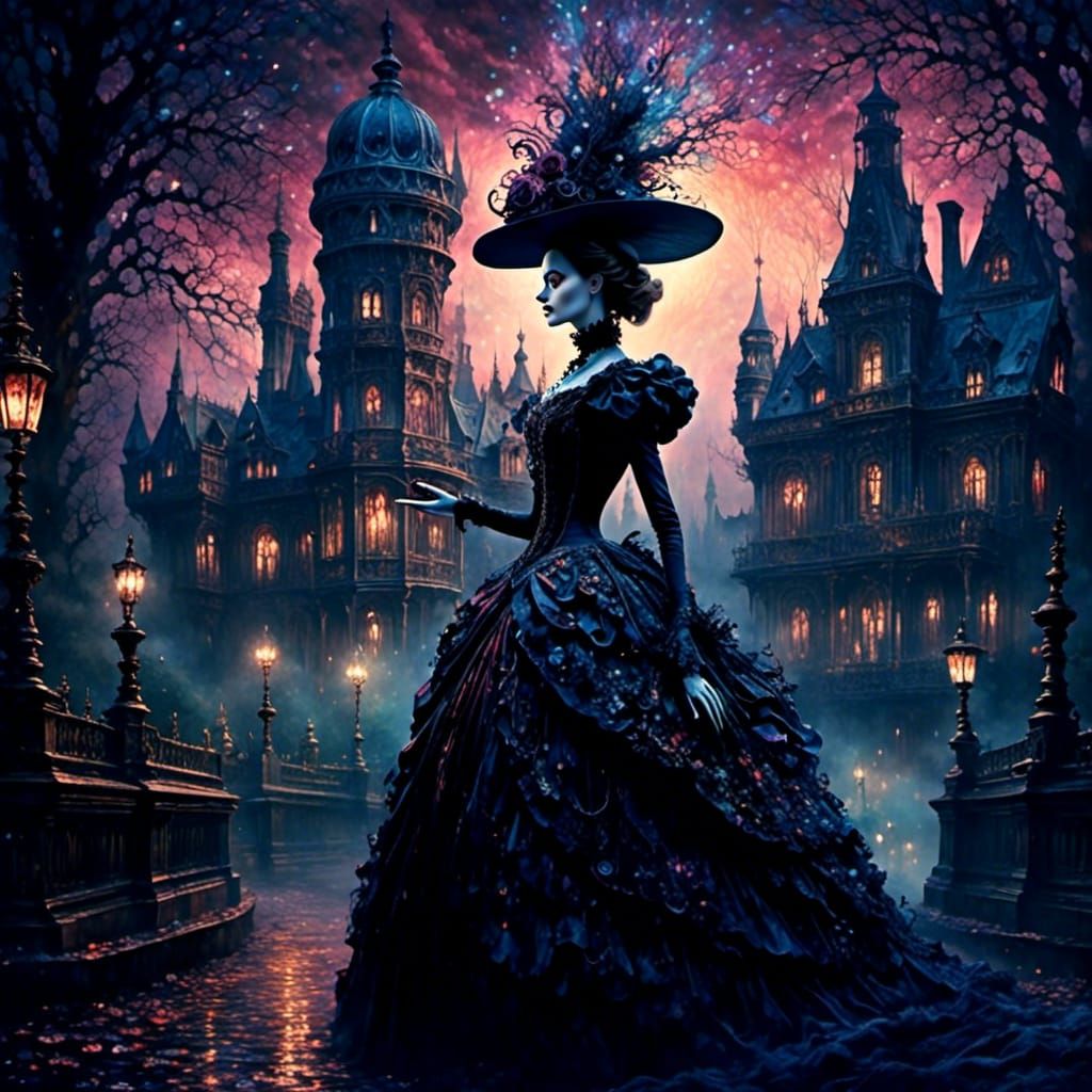 Victorian High Society in Psychedelic Landscape