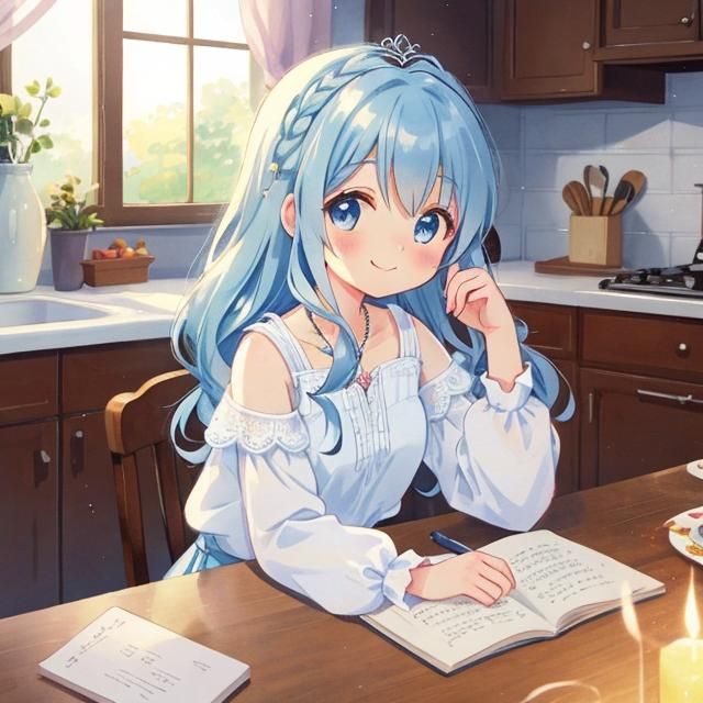 Cartoon Girl in Candlelight, Arte Povera Style