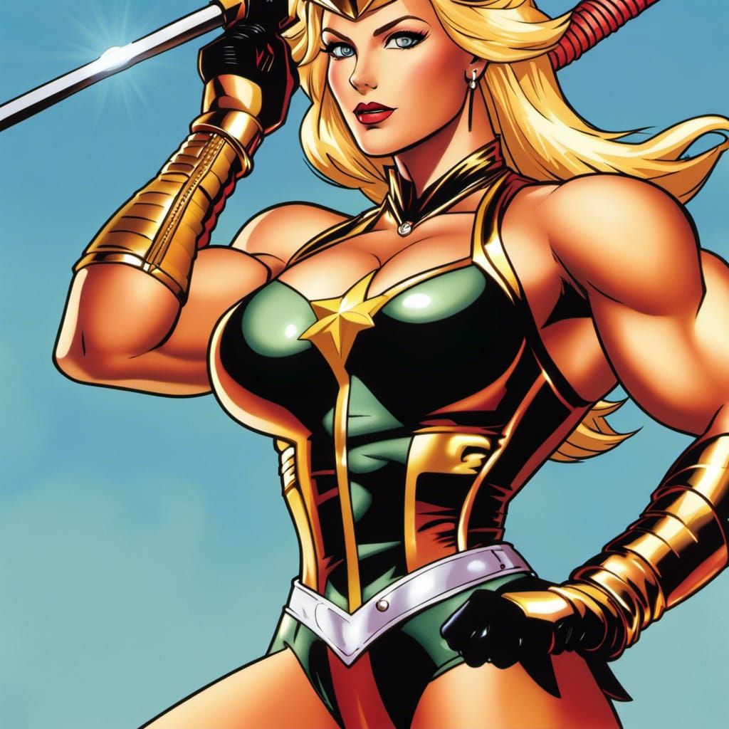 Emma Frost Bodybuilder in Retro Anime Style