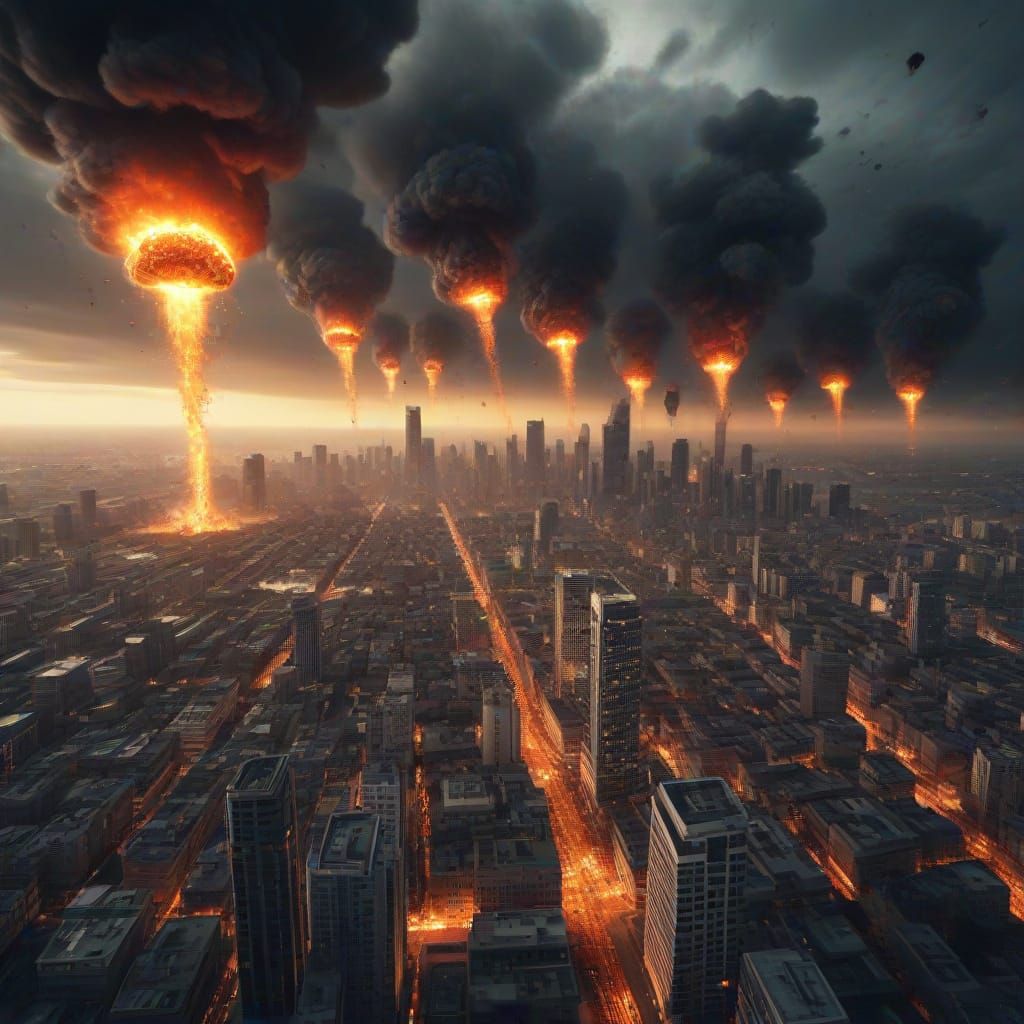 Fireball Swarm Devastates Modern City