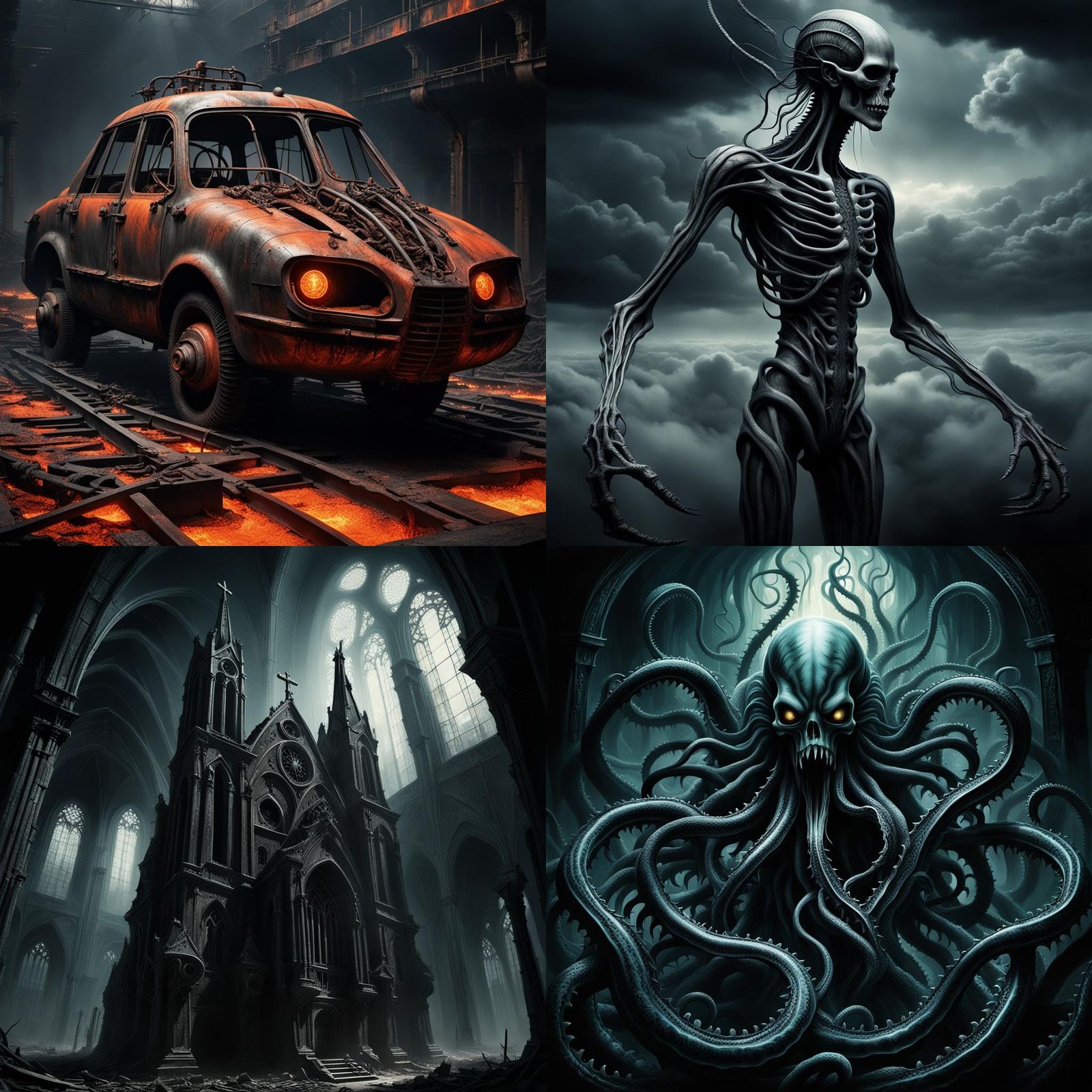 Surreal Shapeshifter in Dark Horror Art Style