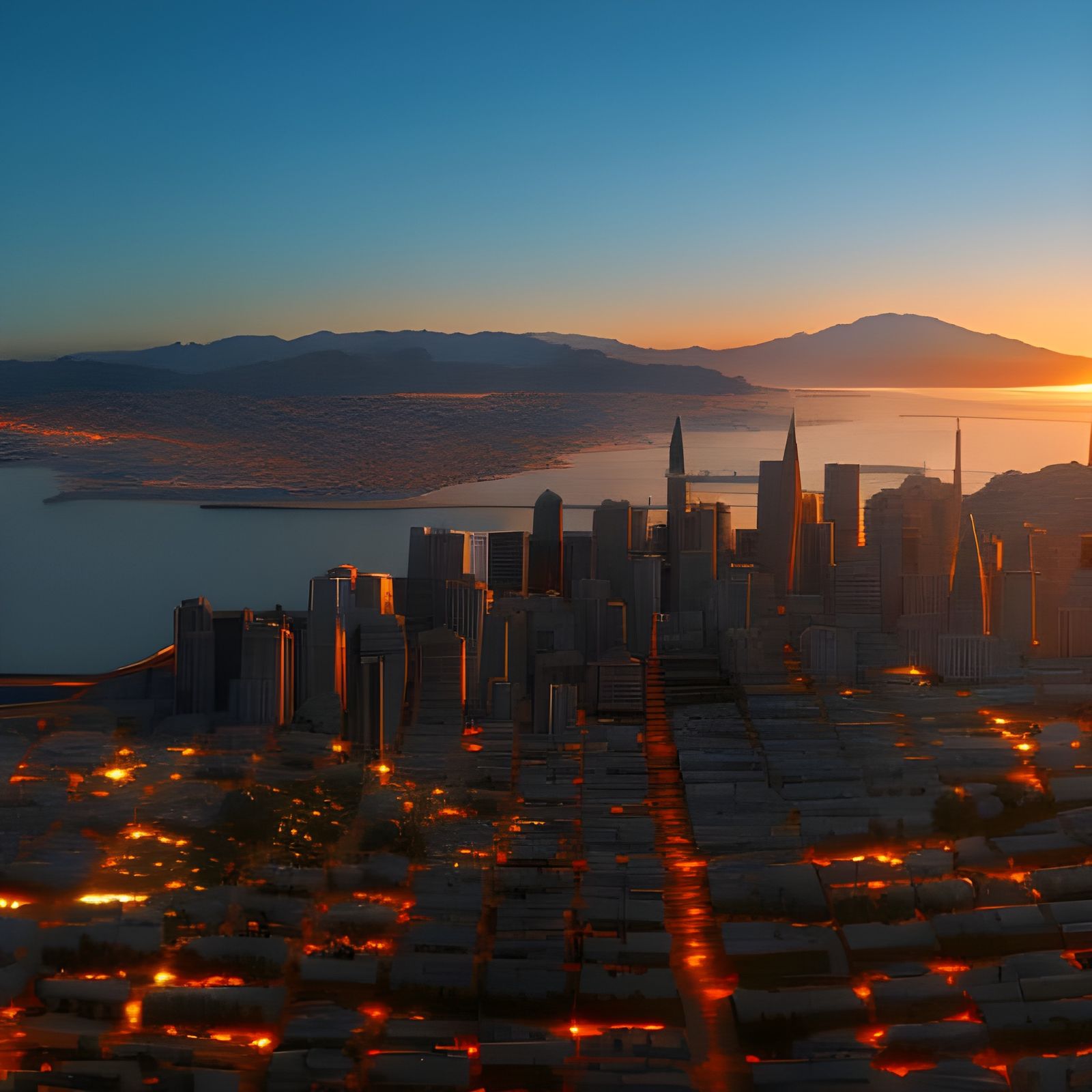 San Francisco Sunset: Hyperdetailed Concept Art
